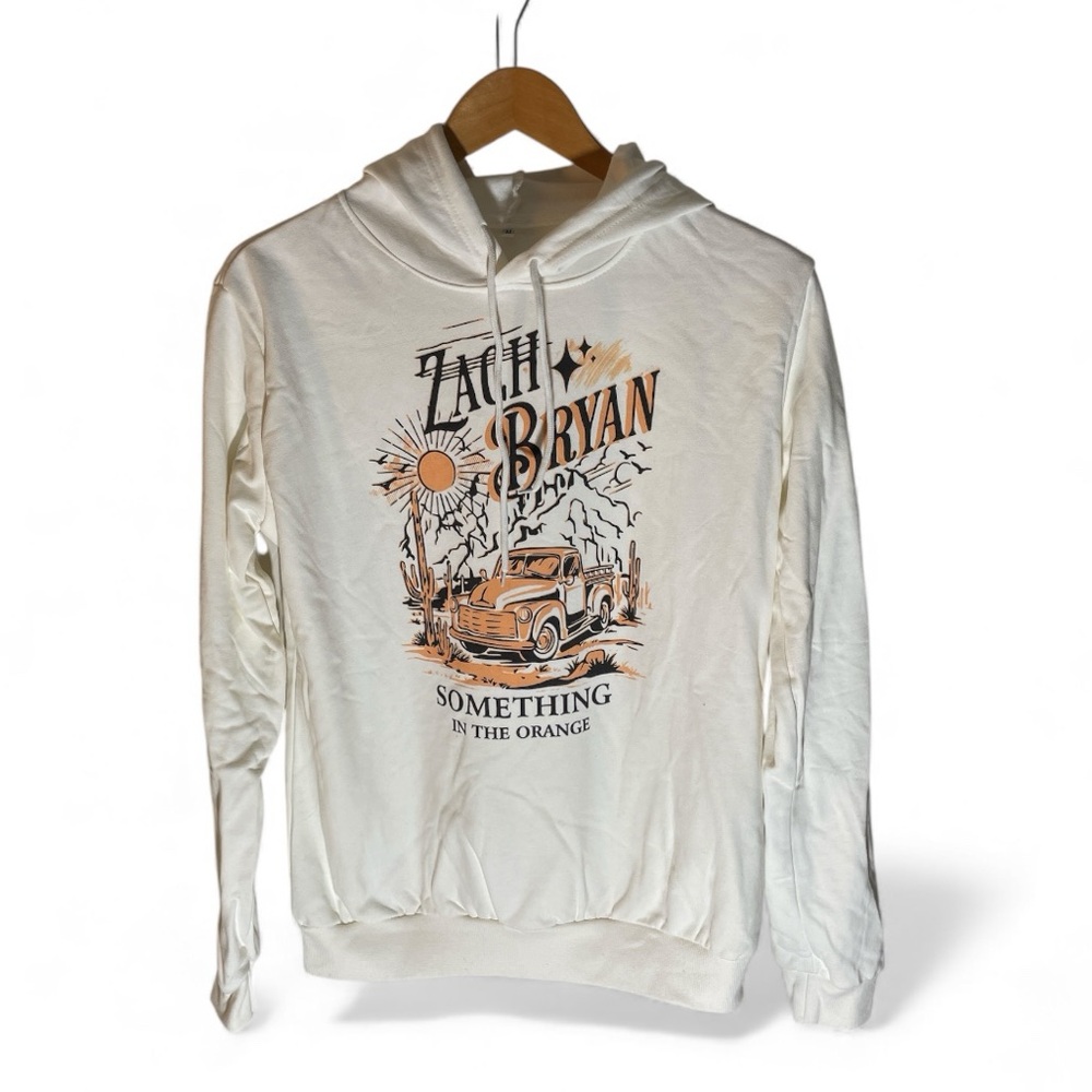 White & Orange Graphic Hoodie